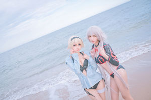 [COS Welfare] Zhou Ji is a cute bunny - black and white Zhen double swimsuit