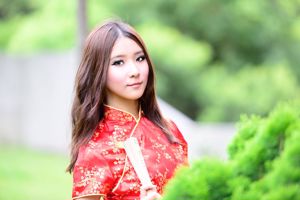 Taiwanees model Abu "Rode en zwarte cheongsam-serie buiten fotograferen"