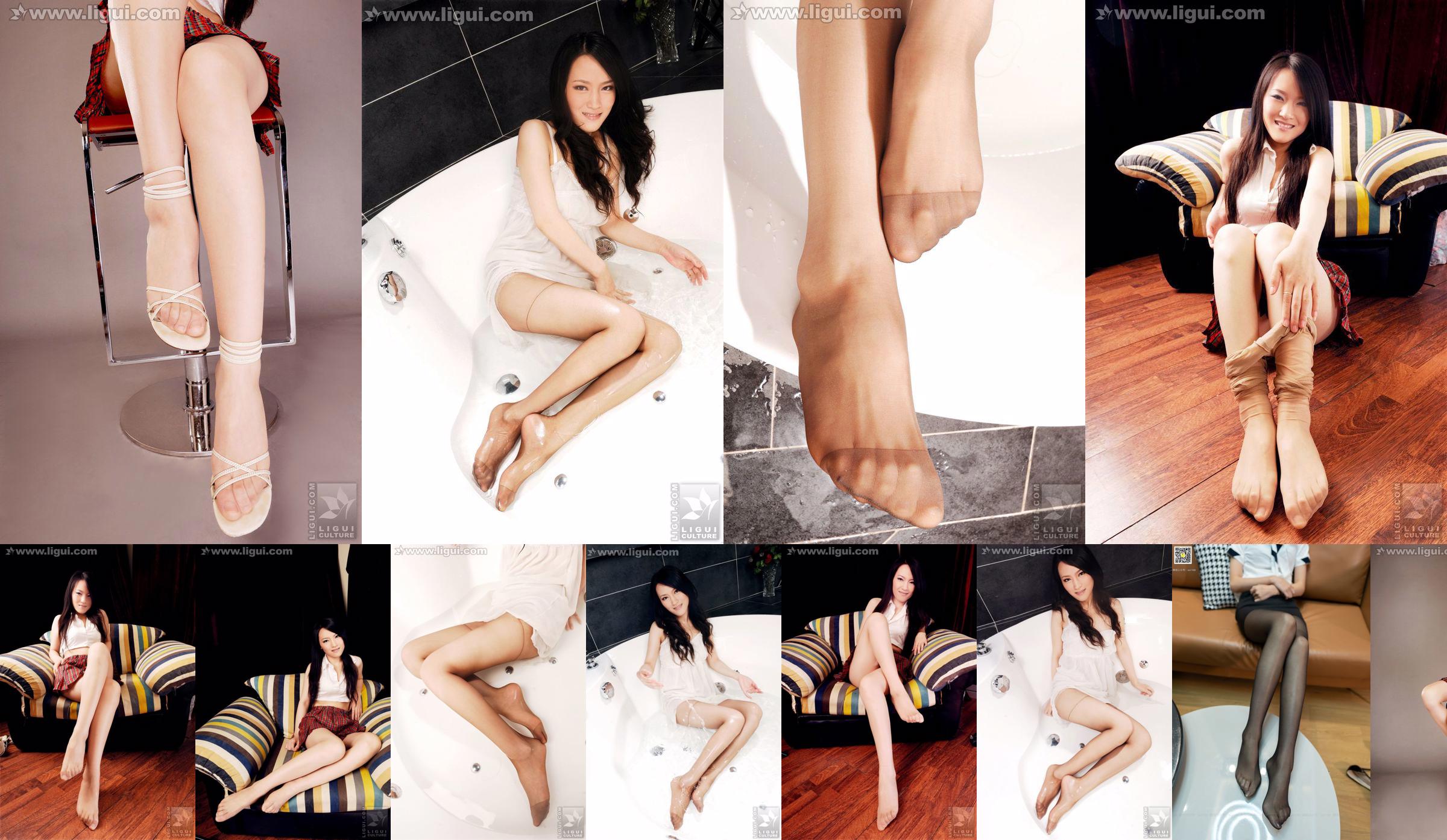 นางแบบเหวินถิง "เท้าที่สวยงามและบริสุทธิ์" [丽 G LiGui] Silk Foot Photo Picture No.030f09 หน้า 17